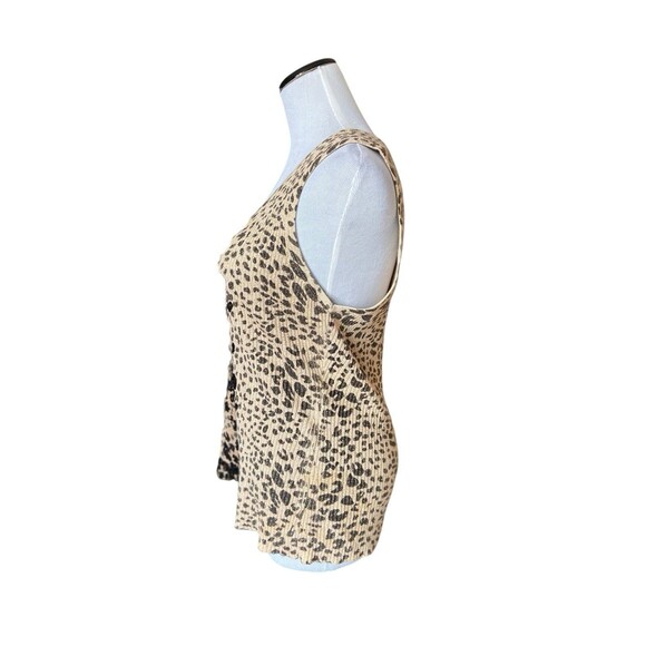Vintage Y2K Cache Leopard Sequin Tank Top Size L Metallic Ribbed Glam Mob Wife - Picture 3 of 11